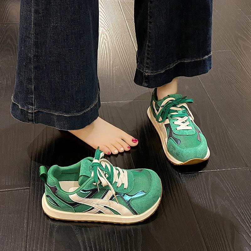 

Color matching thick-soled women s spring and summer versatile mesh breathable and lightweight sports and leisure shoes 35