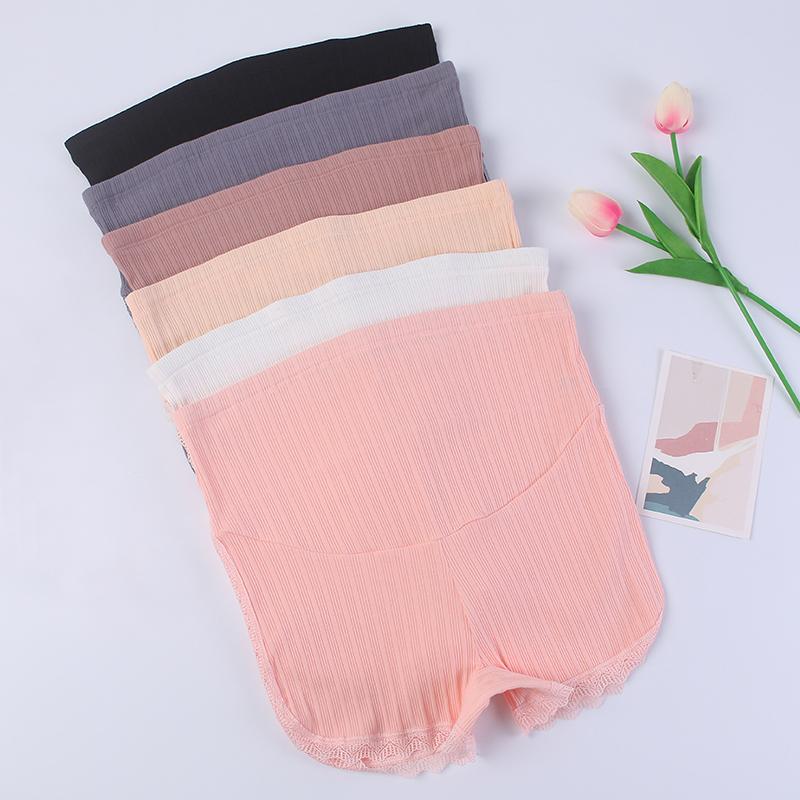 Nahtlose Baumwolle gerippt Mutterschaft Höschen Frauen Schwangerschaft Boyshorts Spitzenbesatz Unterwäsche über BumpBelly Support