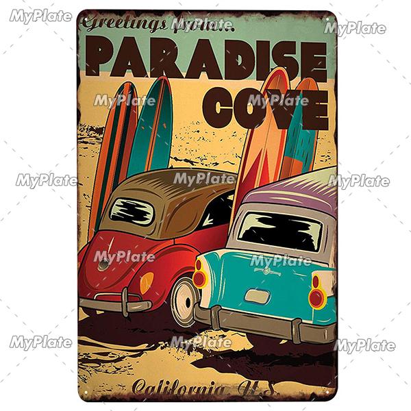 Surf Metall Zeichen Vintage Plaque Zinn Zeichen Wand Dekor Für Beach Club Mann Höhle Metall Platte Große Welle Poster