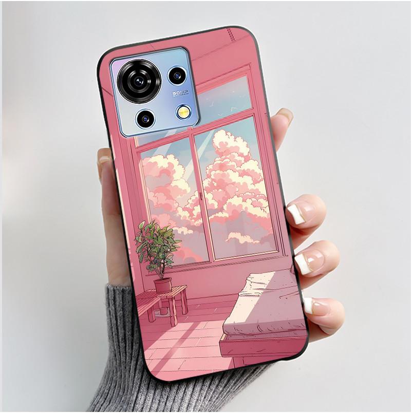 For ZTE Blade V50 Vita Case Black TPU Silicone Luxury Cute Cool Flower Phone Cases for Blade V 50 Vita V50Vita Bumper Soft Cover