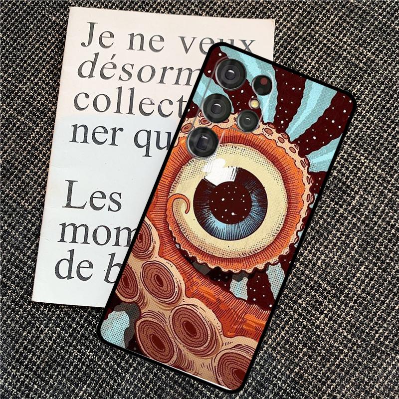Eye Illustration Case For Samsung Galaxy S24 S25 Ultra S20 S21 S22 S23 Ultra S9 S10 Plus S25 FE Back Cover