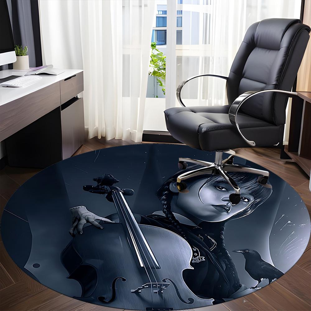 1pc Wednesday Chair Carpet for Office, Indoor Non Slip Washable Polyester Fiber Carpet, Mat For Office, Machine Washable