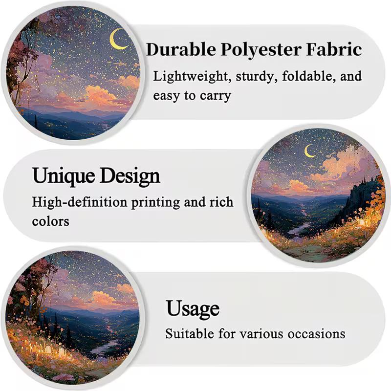 2D Enchanted Floral Night Backdrop, Dreamy Starry Valley & Moonlight Wall Art