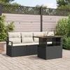 5 Piece Garden Sofa Set with Cushions in Black and Cream