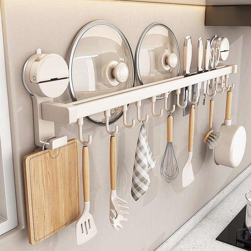 Suction Cup, Kitchen Hook, No Punching, Hanging Rod, Pot, Spoon, Shovel, Hanger, Multi-functional Wall Hanging Rack, Door Storage