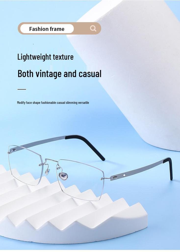 Summer Rimless Titanium Alloy Glasses: High-End Retro Light Luxury Unisex Frames