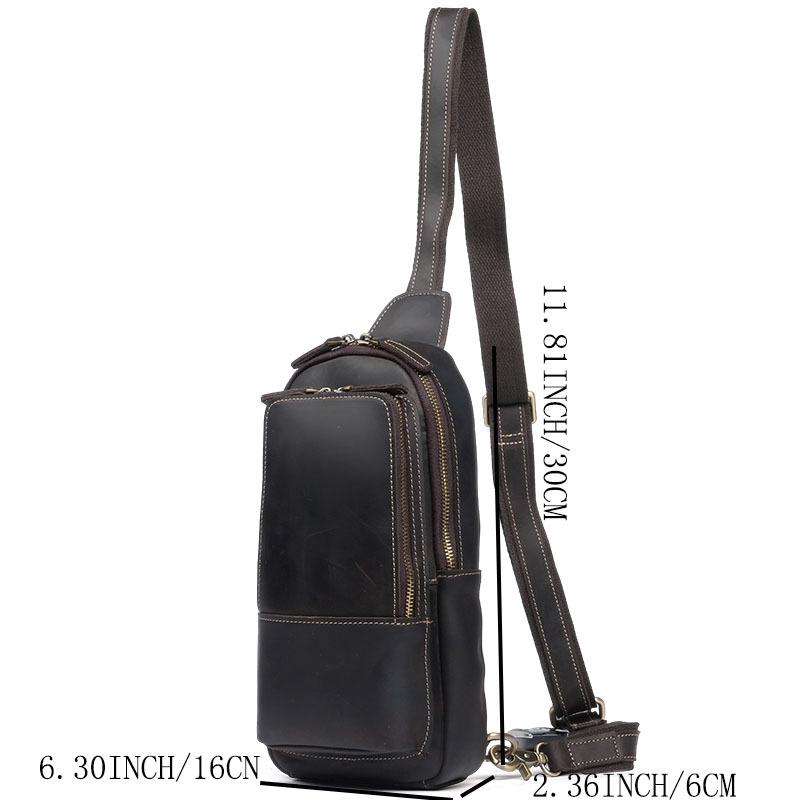 Men's Retro Genuine Leather Crossbody Chest Bag