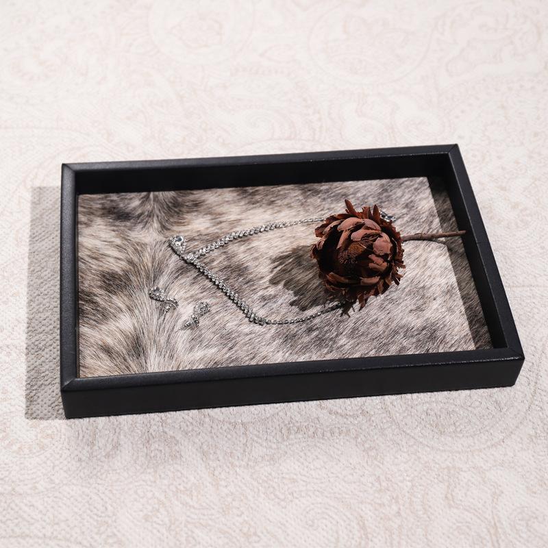 Natural Horsehair Trays Desktop Square Small Storage Tray Simple Home Ornament Plates Luxury Wooden Decoration Storage Plate