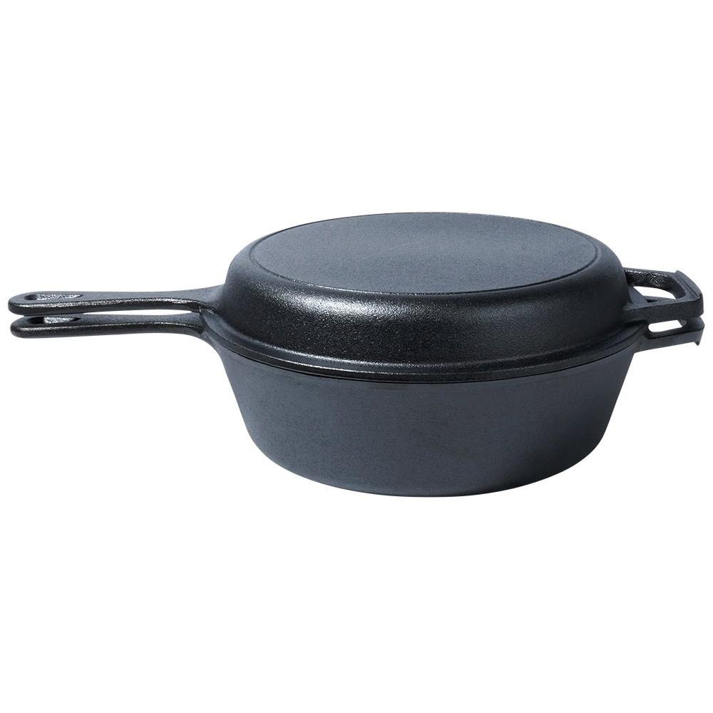 Cast Iron Pot Saucepan Roasting Pan Frying Pan Baking 2 in 1