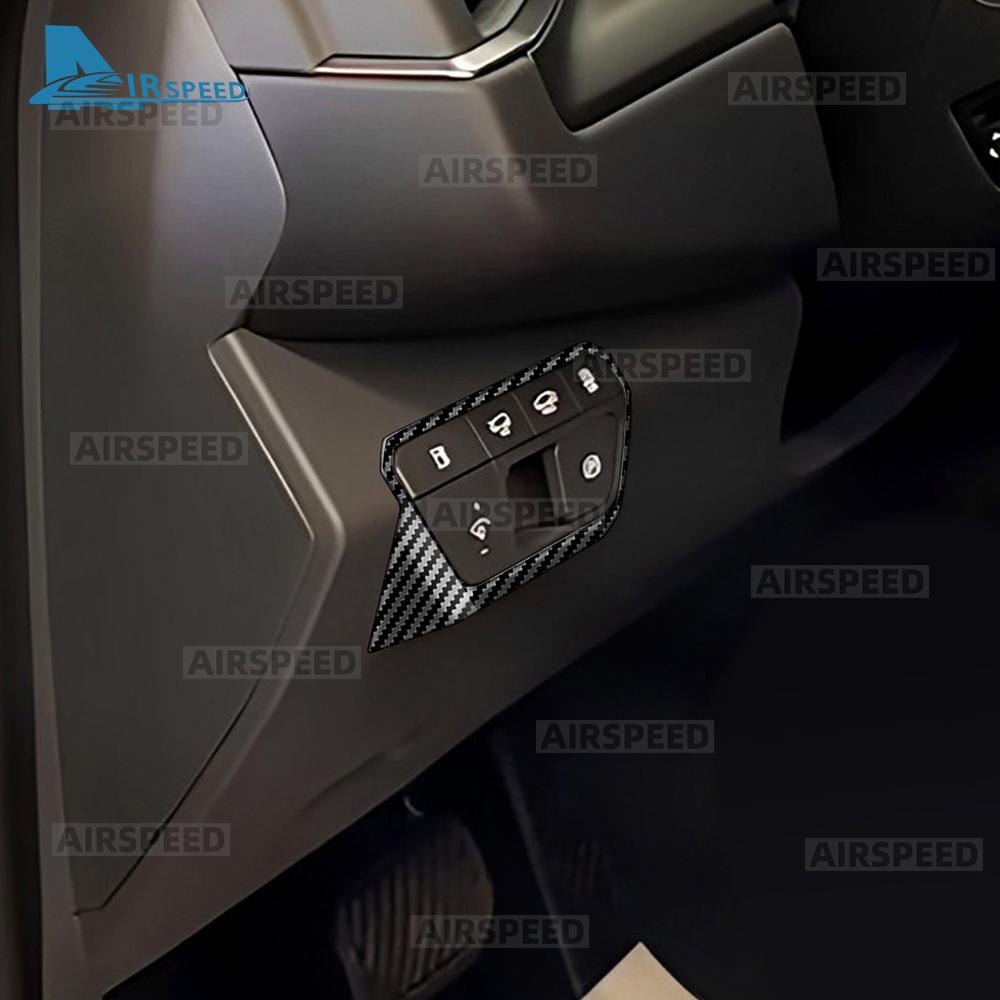 Premium Carbon Fiber Style Headlight Switch Panel Cover For Kia EV9 2024 2025 2026 2027 Car Interior Accessories Kit