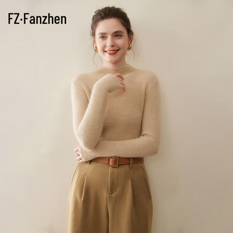 Fanzhen Women's Thickened 100% Cashmere Turtleneck Sweater