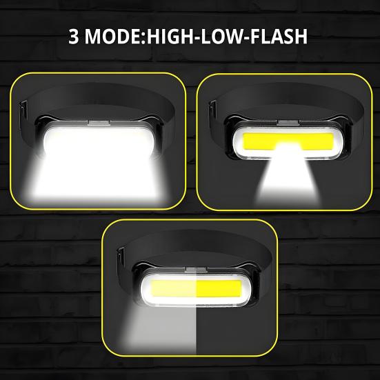 Multi-function Headlight 3 Modes Adjustable Waterproof USB Rechargeable Hands-free Lightweight Outdoor Camping Night Running Fishing Headlamp