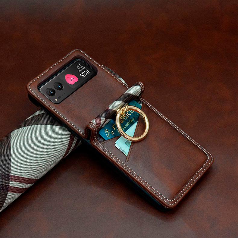 RAZR40 Plaid Phone Case with Card Slot & Ring Holder for Motorola