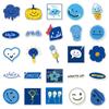 50 Sheets Blue Smile Cartoon Stickers: Cute, Waterproof Decoration for Journals, Computers, and Water Bottles