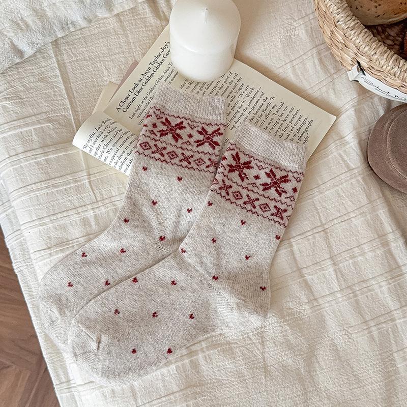 Wind Wool Socks Mid-Leg Socks Thickened And Warm Small Love Long Socks