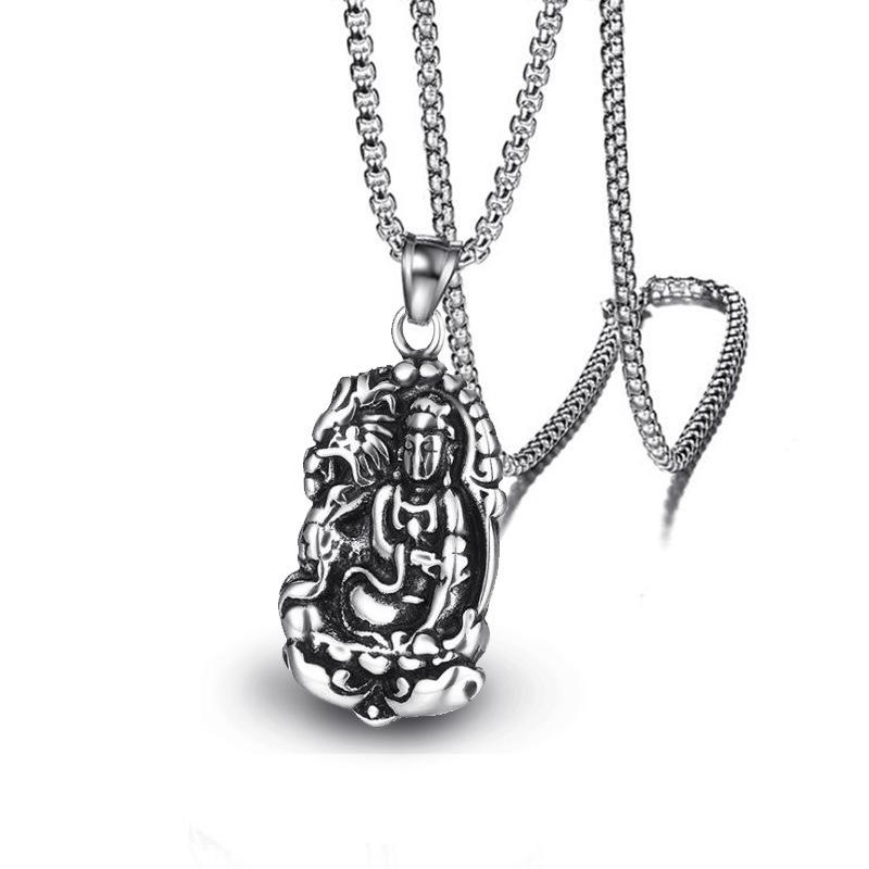 

Ожерелье с подвеской Будда из нержавеющей стали, мужское ожерелье Vintage Faith