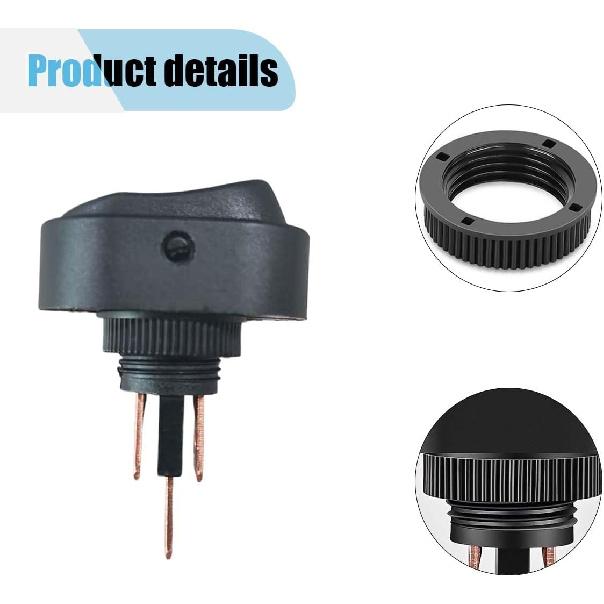 5PCS 12V Oval Shaped Rocker Switch, Weatherproof LED Rocker Toggle Switch, 12mm Hole LED Lighted Illuminated ON Off, 30A SPST 3 Pin Switch for Car