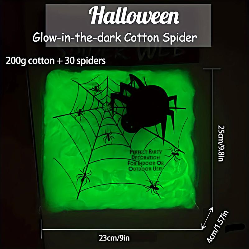 1 Pack Leuchtende Spinnenwatte Spukhaus Innen- und Außendekorationen Gefälschte Spinnen