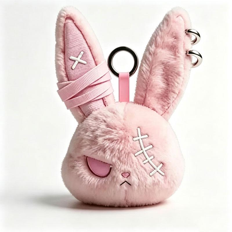 Gothic Plush Bunny Bandage Doll Keychain for Women Dark Bag Charm Fashion Creative Halloween Pendant Gifts Accessories