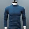 Camicia da uomo tinta unita, colletto mezzo alto, casual, slim, manica lunga, aderente, aderente, per intimo