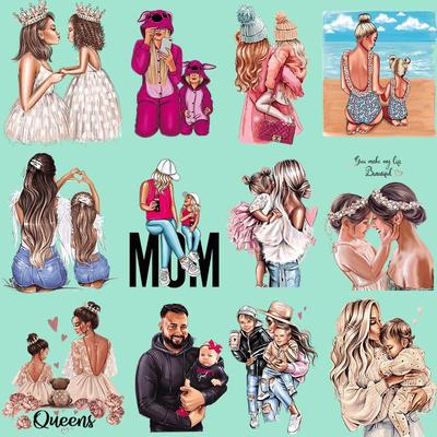 Love Mom Girl Iron On Patches DIY Vinyl Heat Transfer Appliqued Thermal Stickers For Stickers Stickers For T-Shirt Iron On Patches