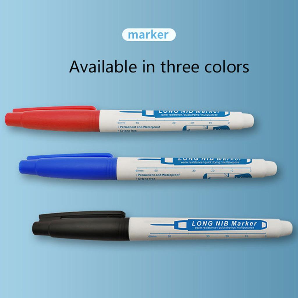 Multi-purpose Marker Pen Deep Hole Marker Pen Long Markers Black Blue Red for Bathroom Woodworking Rock Painting
