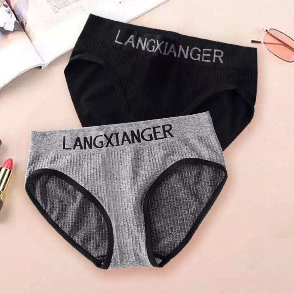5Pcs Mid Waist Simple Panties Letter Underwear for Women Comfortable Seamless Underwear Girl
