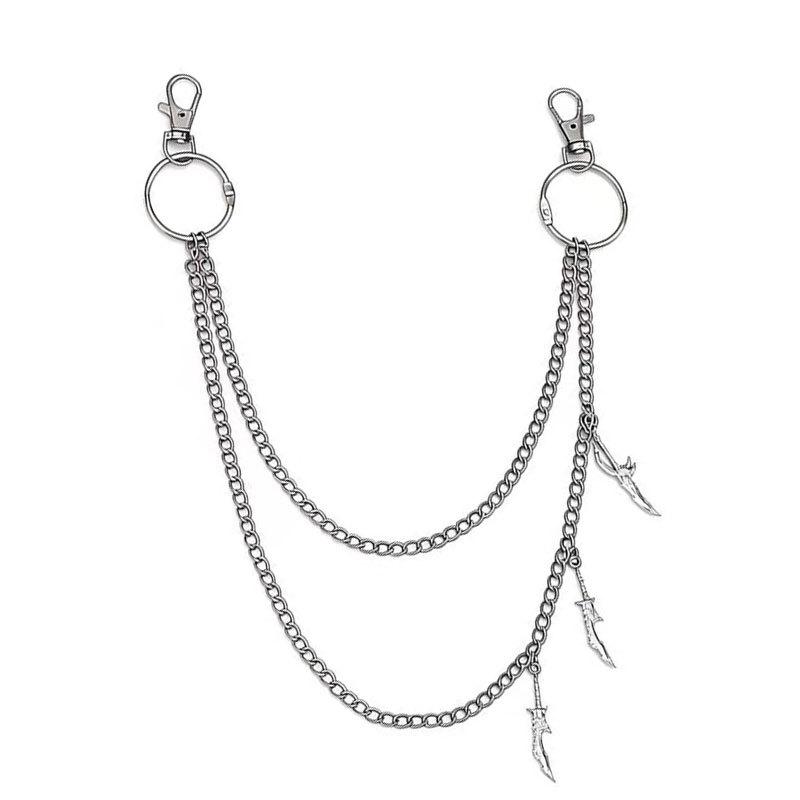 Treasure Knife Pendant Trouser Chain Hip Hop Punk Multi-Layer Metal Waist Chain Trendy Cool Exaggerated Jeans With Accessories