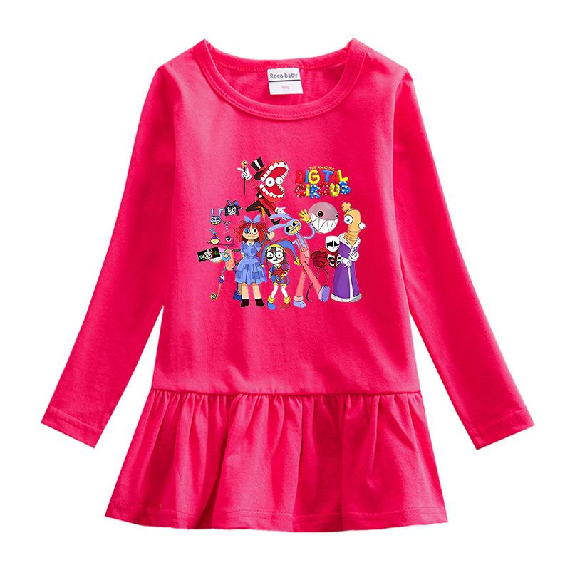 Korean Spring & Autumn Girls' Cartoon Long Sleeve Mesh Princess Dress, 2026