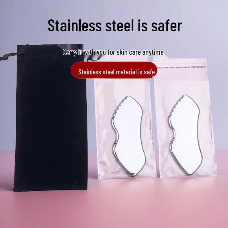 Stainless Steel Lip-Shaped Gua Sha Facial Massager with Teeth