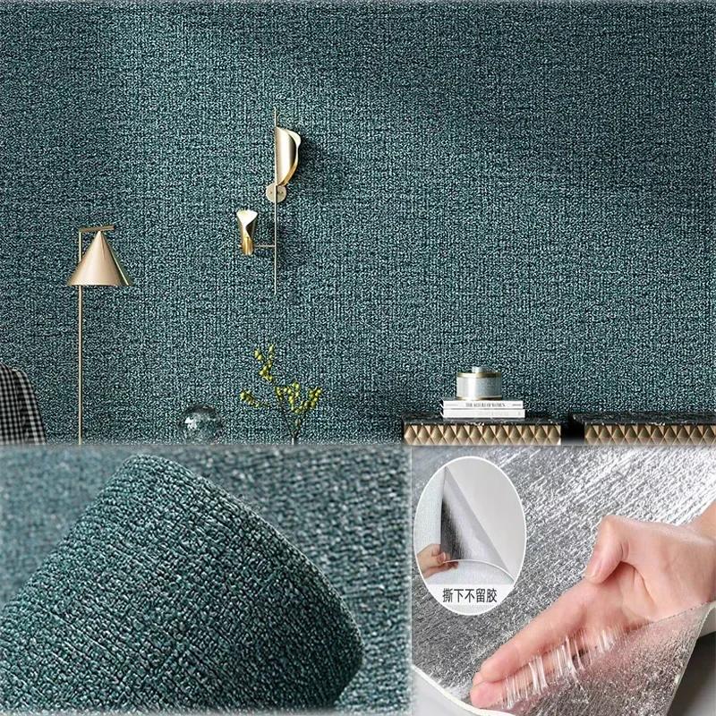 Self-adhesive 3D Linen Foam PVC Thickened Waterproof Background Wall Renovation Wallpaper Wall Stickers for Bedroom Living Room