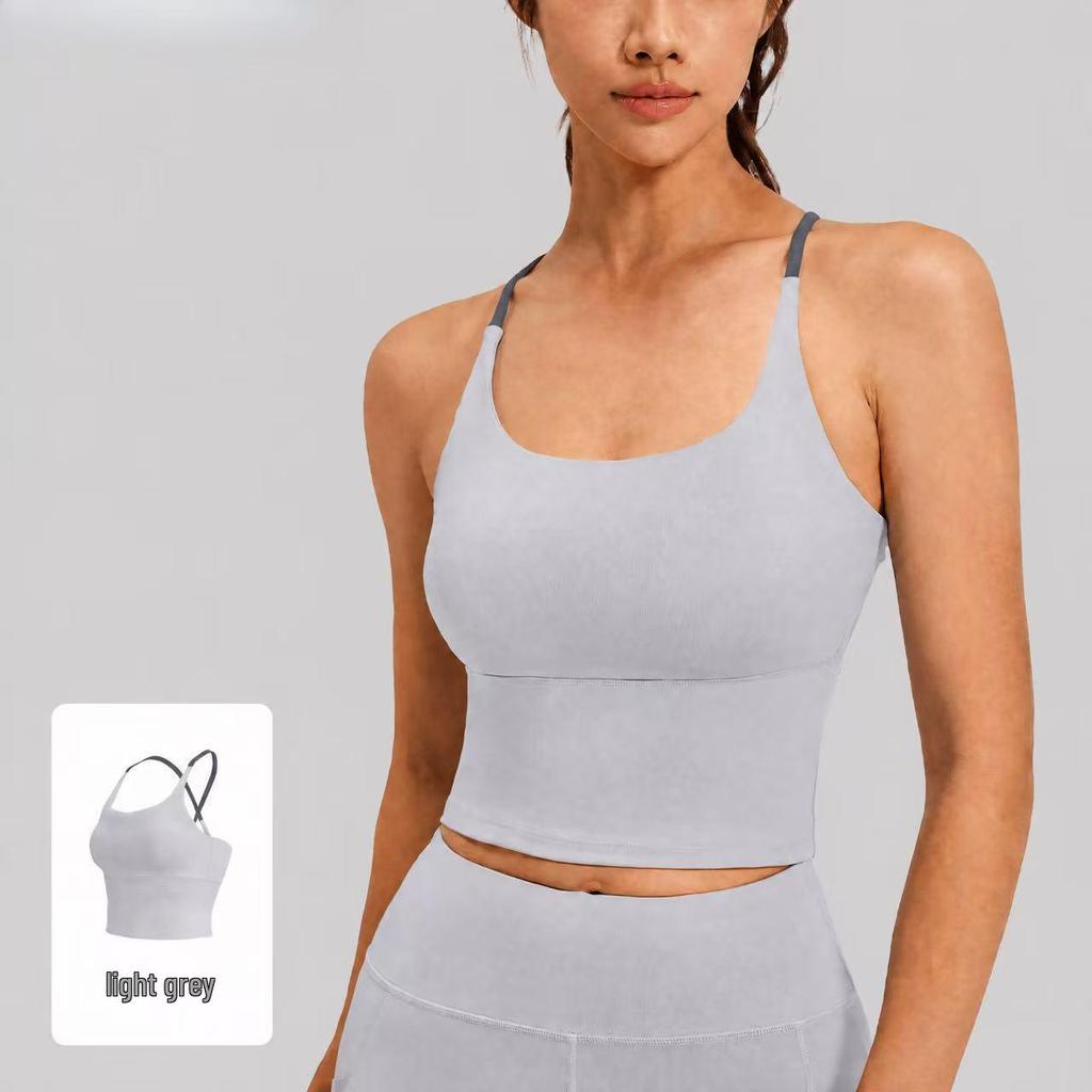 Seamless Strappy Sports Bra: High Elasticity, Padded, Bare Feel Yoga Tank Top for Women