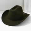 Unisex Plain Felt Western Cowboy Hat, European-American Style, Wide Brim, Curved Top Hat