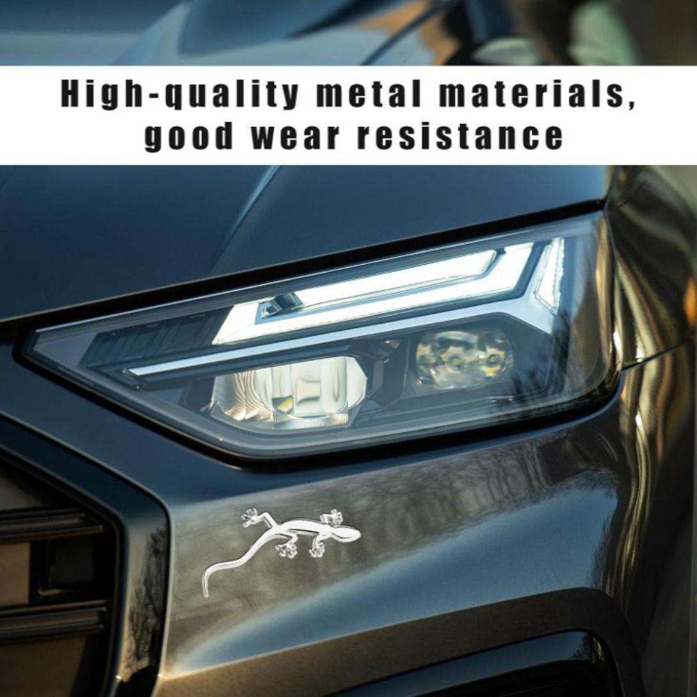 4pcs 10*3.8cm 3D Gecko Metal Car Emblem Car Body Block Scratch Sticker  Universal Vehicle