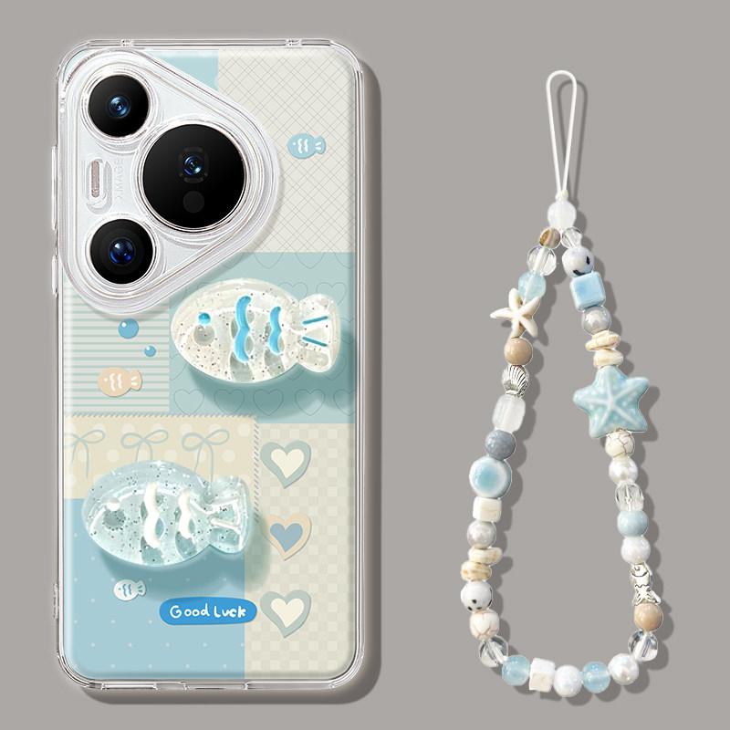 Three-dimensional fish mobile phone case is suitable for Huawei pura90promax silicone 80ultra bracket 70 summer 60/50 sets