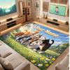 Cat Theme Crystal Velvet Floor Rug Personalized Custom Name Text Warm Carpet Home Decoration