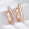 Rose Gold Color Geometric Long Earrings For Women Fashion Natural Zircon Accessories High Quality Daily Jewelry