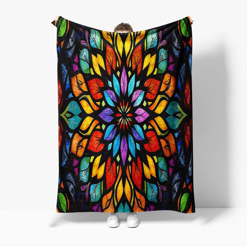 Vibrant Colorful Abstract Rainbow Flame Pattern Throw Blanket for Sofa Bed Decoration Gift 75x100cm