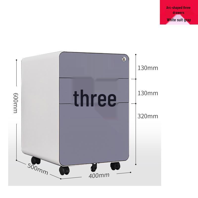 Autumn White Three-Drawer Mobile Steel Cabinet
