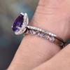 Purple Cubic Zircon Set Rings for Women Wedding Party Temperament Elegant Lady Accessories Fashion Jewelry