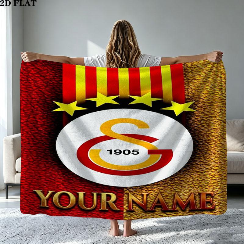 1PC Galatasaray S Custom Name Patterned Flannel Blanket Suitable For All Seasons for Home Decor Warmth and Comfort Gifts Holiday Present