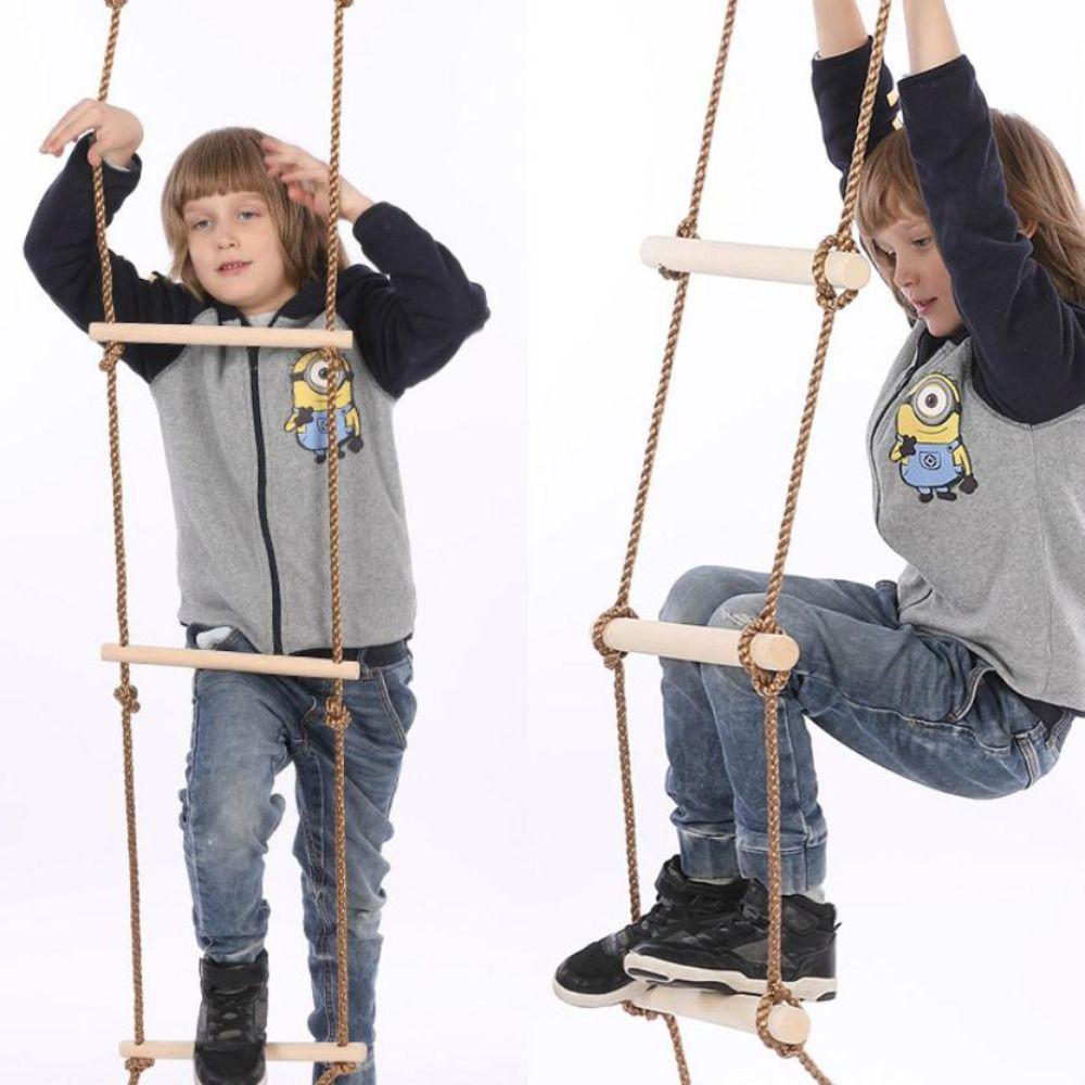 with Platforms Rope Climbing Ladder Toy Wooden Wooden Rope Ladder  For Garden
