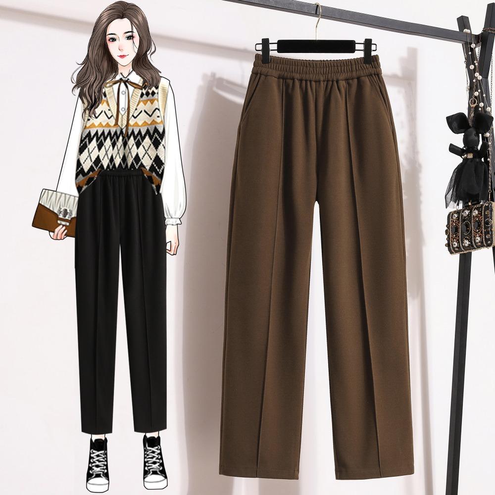 DIMANAF 2025 Mărimi Mari Pantaloni Lungi Iarnă Femei Talie Elastică Largi Vintage Largi Casual Basic Uni Pantaloni