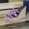 Fashion Corss Strap Patent Leather Platform Women Sandals Wedges Espadrilles Slip On Fashion Heels Open Toe 2025 Summer Newest Slides