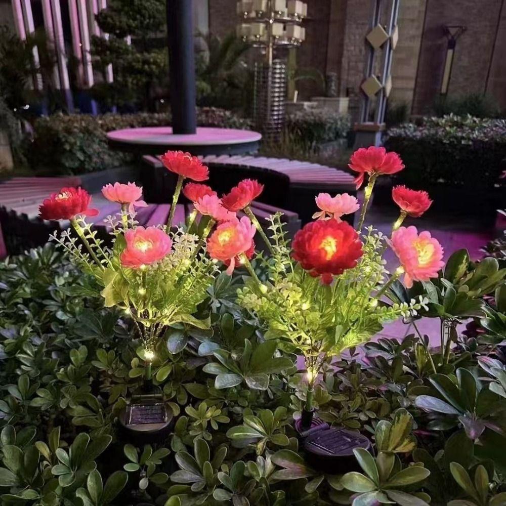 7 Heads Outdoor Yard Lights Simulation Flower Colorful LED Simulation Flower Lights Solar Powered Waterproof Garden Floral Lamp