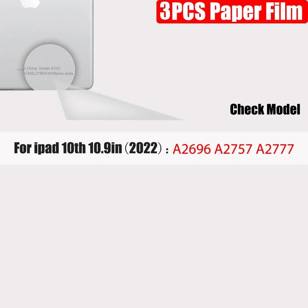Protector de ecran de 3 bucăți cu senzație de hârtie pentru iPad a 10-a generație a 9-a 8 7 6 Air 5 4 Pro 11 12,9 10,5 9,7 Mini 5 6 13 2025 fără sticlă