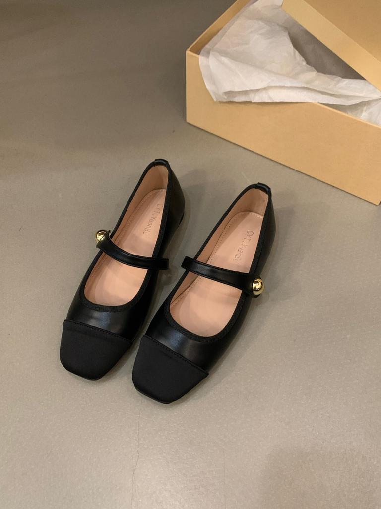 Women Flat Shoes Fashionable and Versatile Square Toe French Mary Jane Shoes Women New Summer Soft Soled Beanie Shoes2025