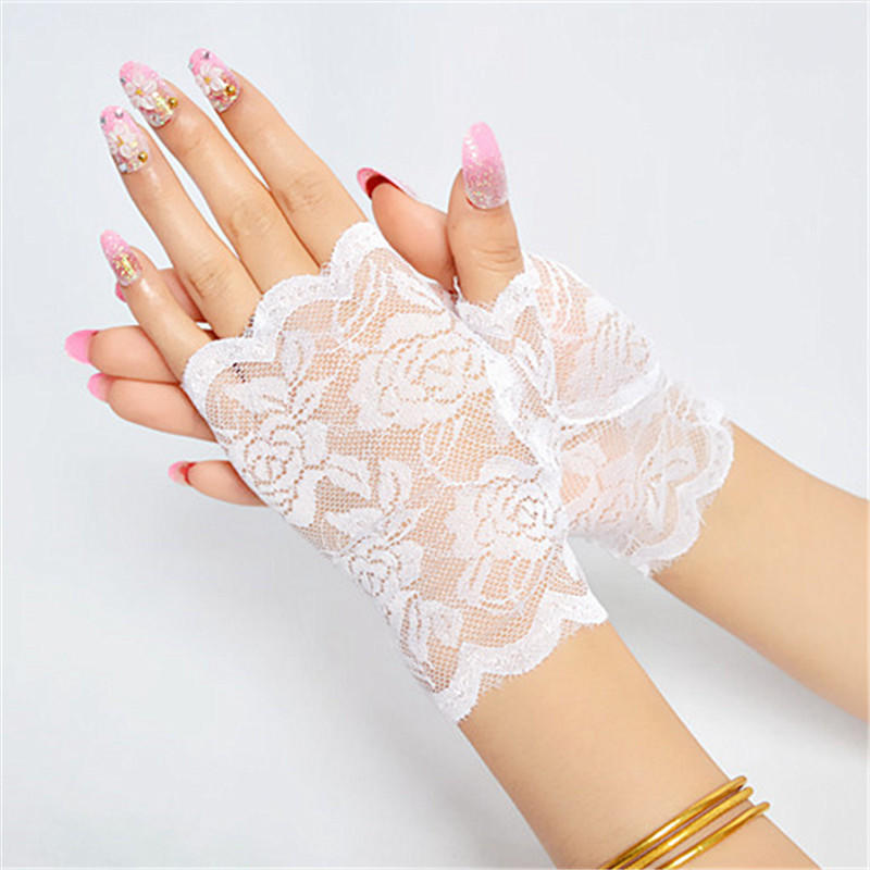 Women Evening New Bridal Wedding Party Dressy Lace Fingerless Gloves Mittens