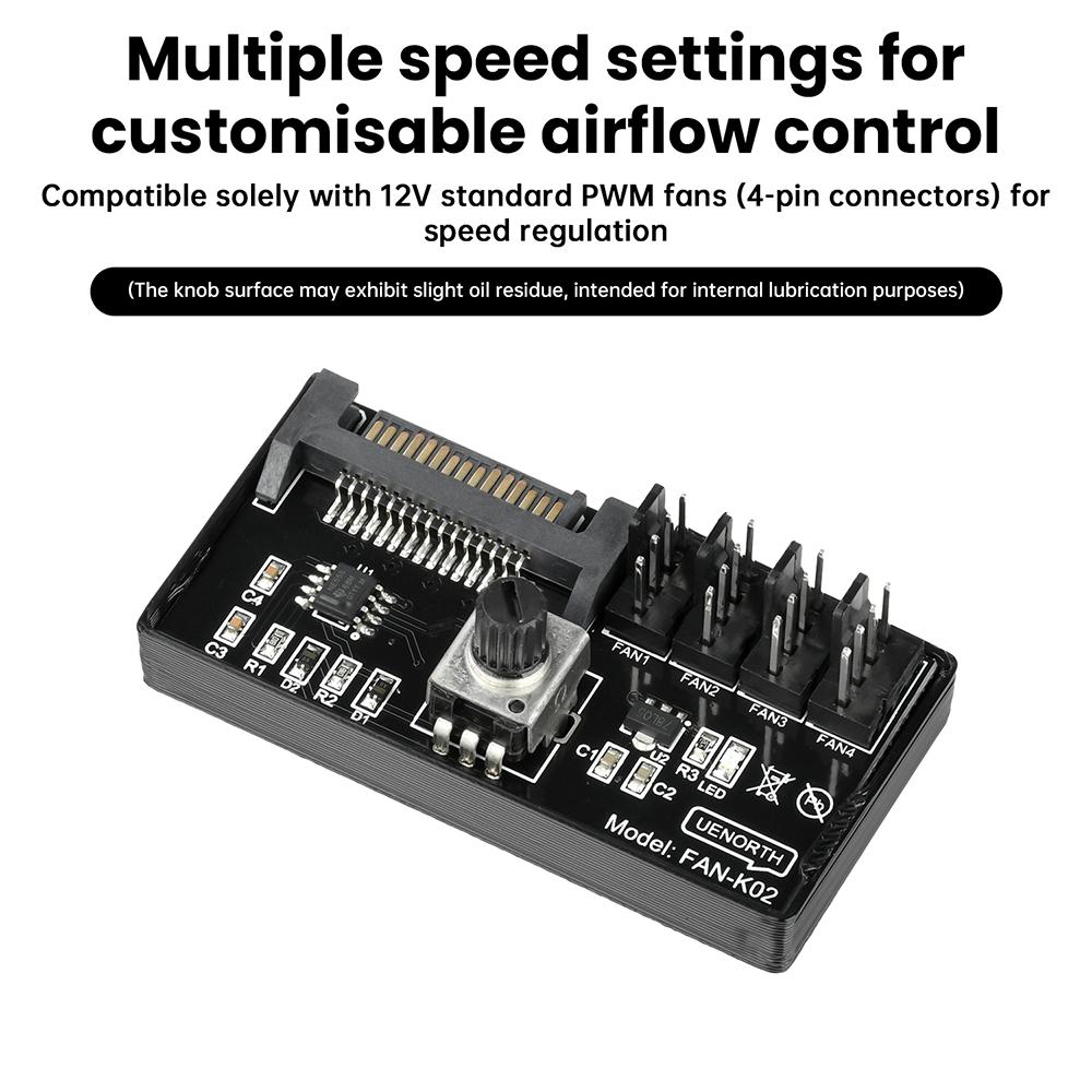 Computer Fan Speed Controller 60W High Power Hub Sata DC Power Controller NAS Server 4Pin Fan Speed Control PWM Speed Regulation