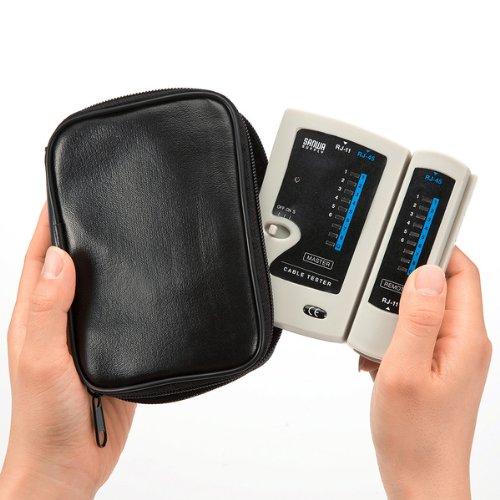 SANWA SUPPLY LAN Cable Tester, Checks Connections and Breaks, Compatible with UTP and STP Cables with RJ45 Connectors and Modular Cables with RJ-11 Co